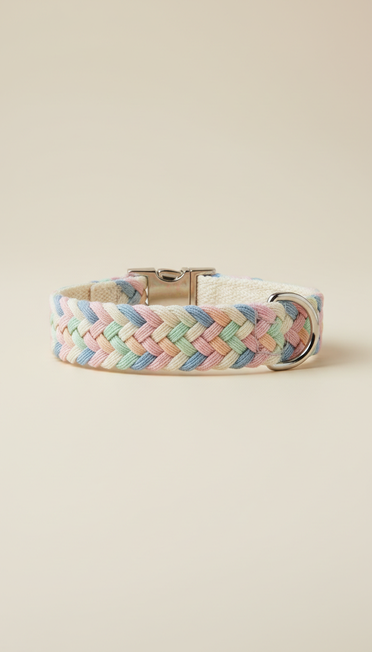 Pastel woven collar with secure buckle