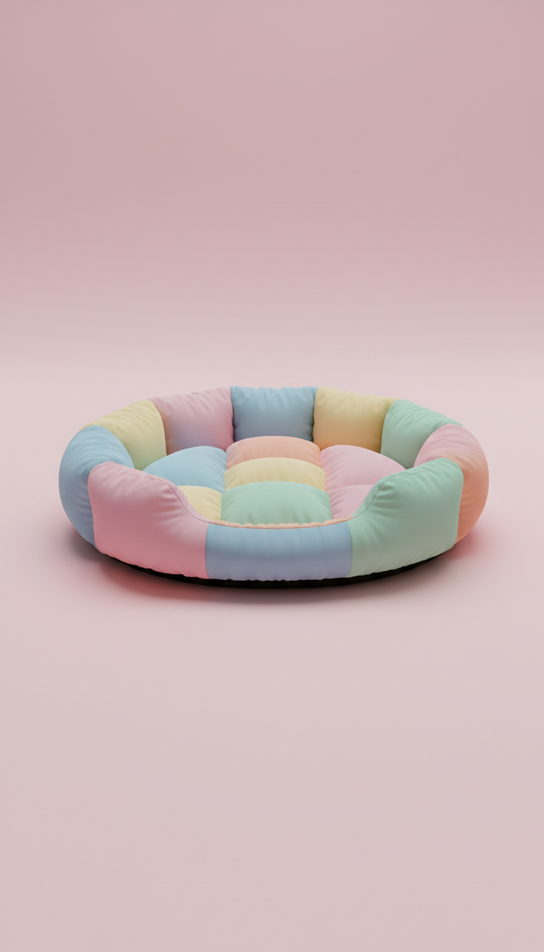 Cama mullida en tonos pastel