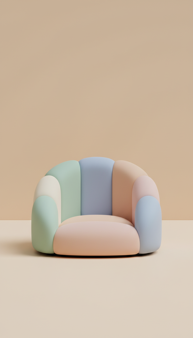 Ergonomic bed in pastel tones