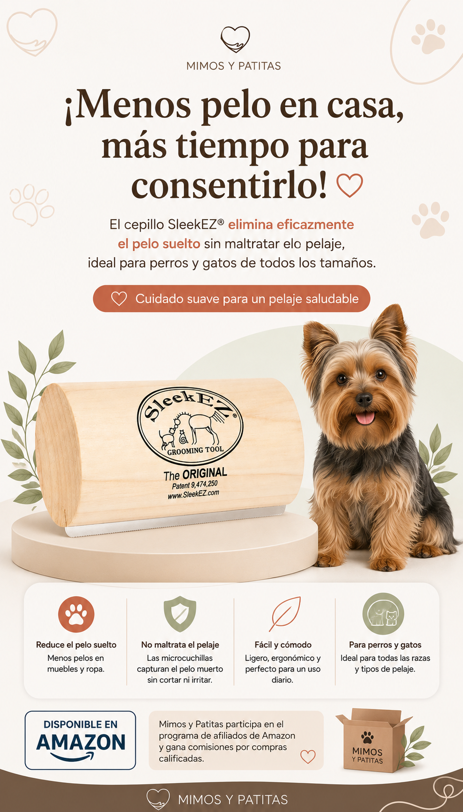 Cepillo SleekEZ para Perros – Herramienta de Deslanado y Aseo